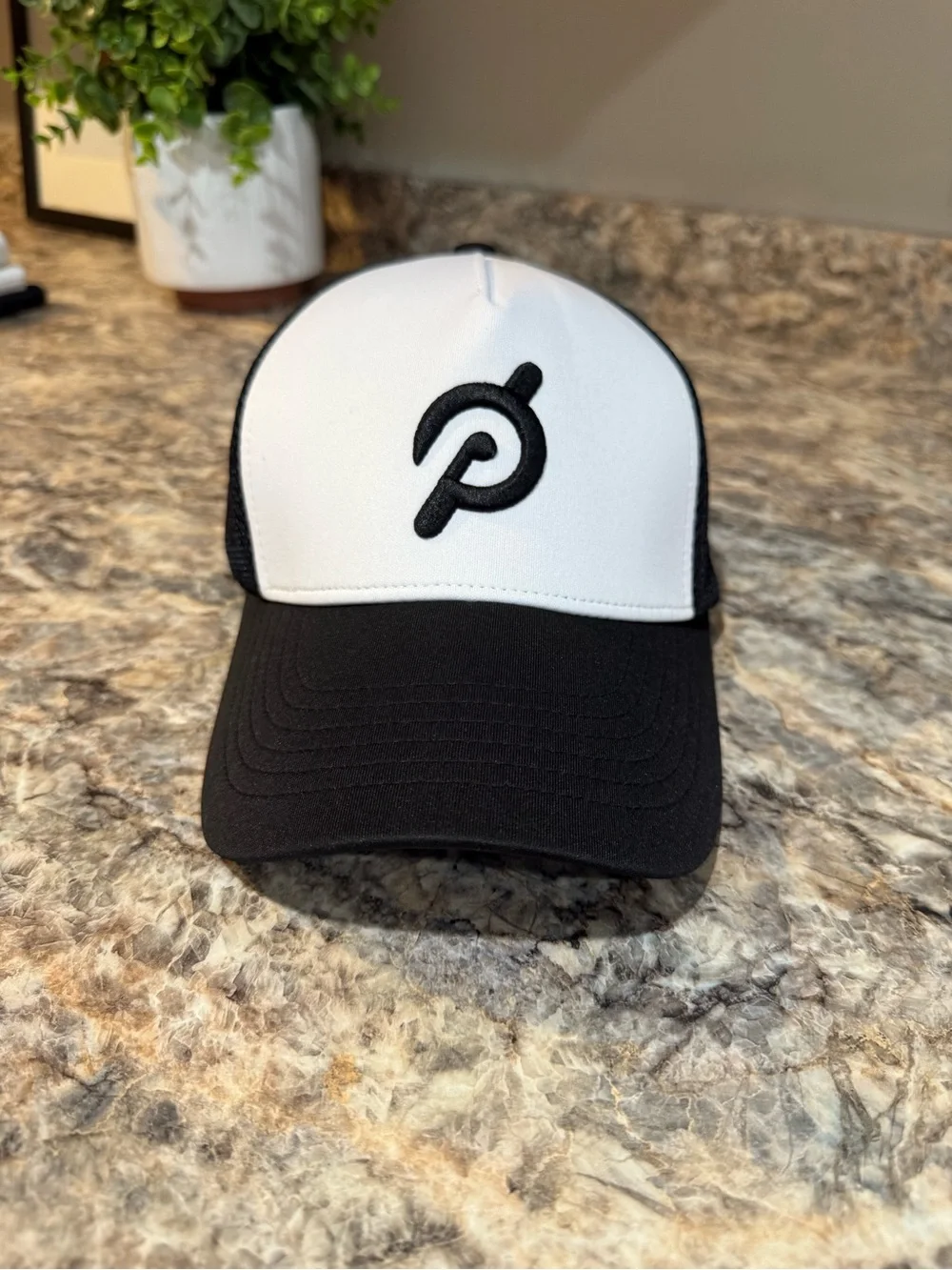 NWOT Peloton Black and White Logo Trucker Cap